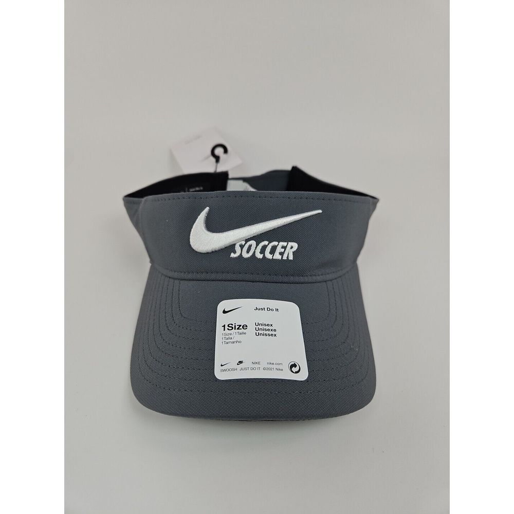 Nike Dri-Fit Swoosh Soccer Visor Adjustable Flint Grey One Size New‎